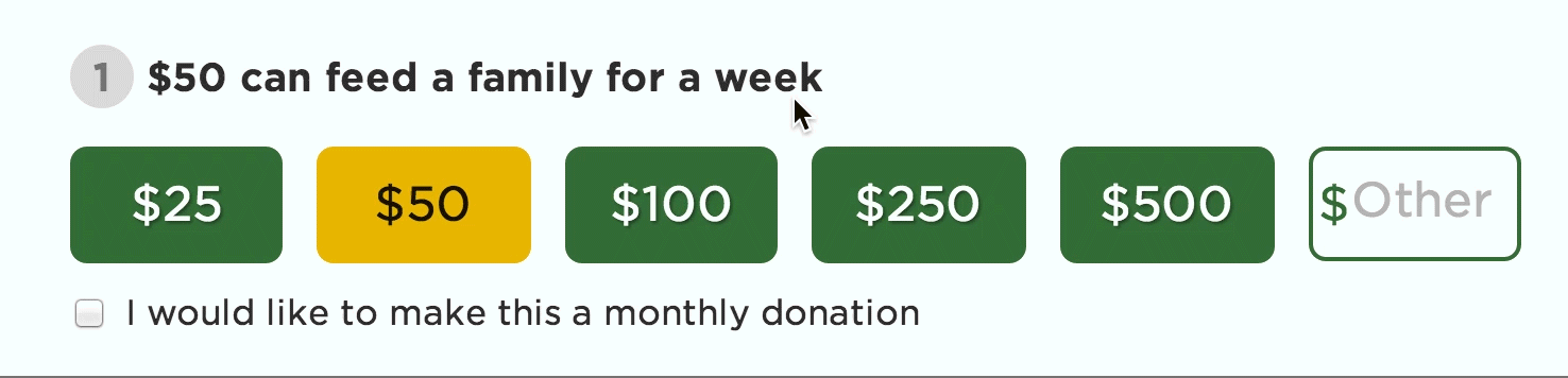 Donate form messaging