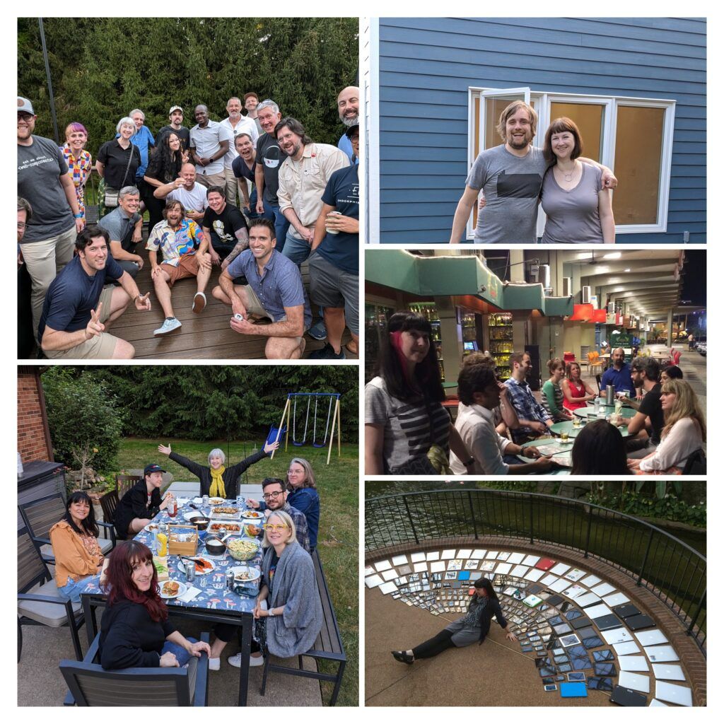 A collage of photos featuring different adventures of Brad and Jenn Robbins