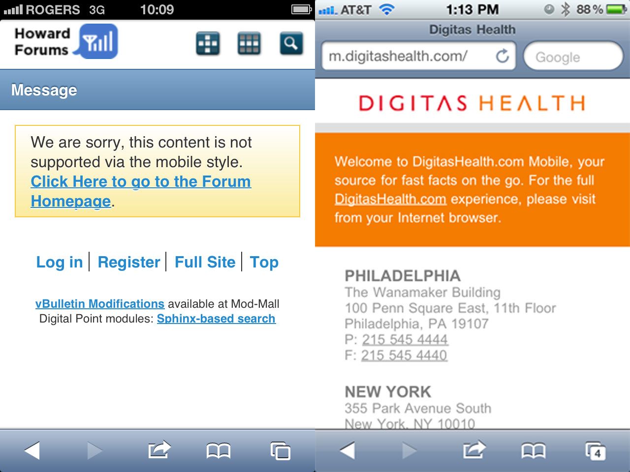 Mobile web users denied an experience