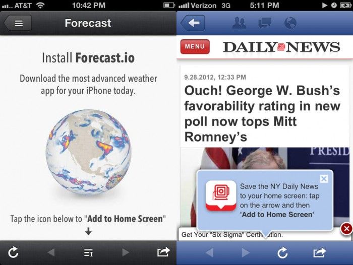 Add to Homescreen showing up in the wrong place