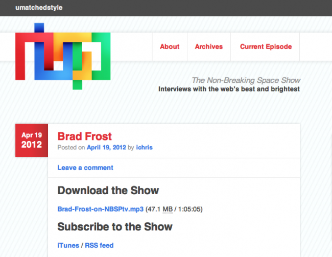 Brad Frost on Non-Breaking Space Podcast