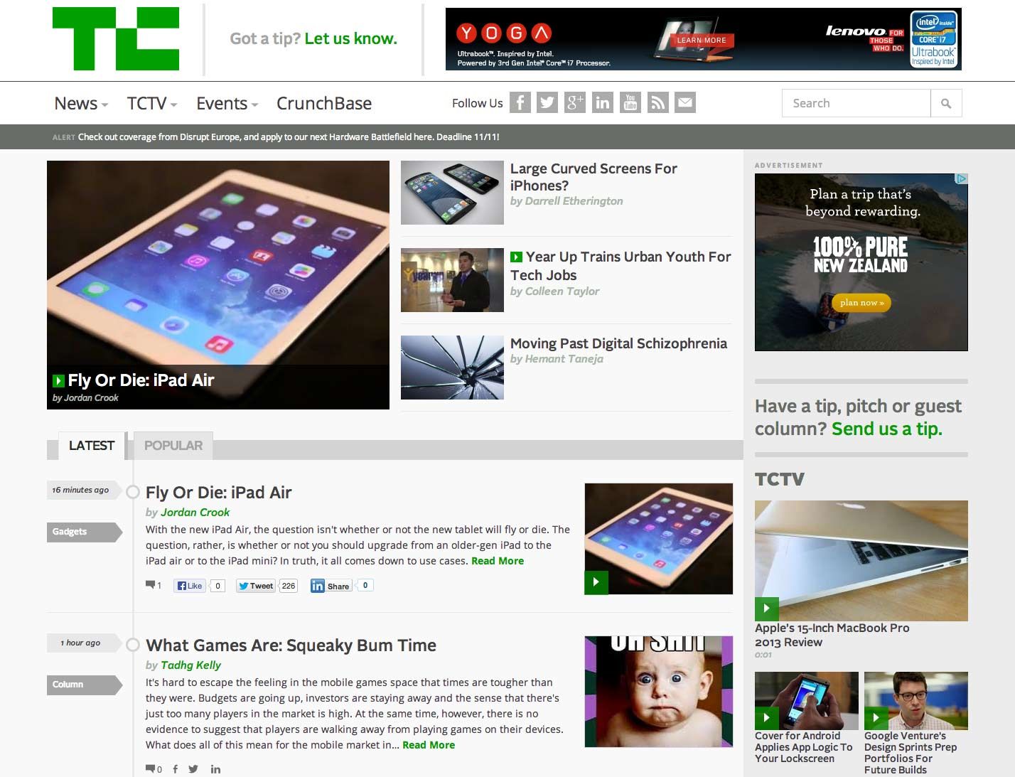 TechCrunch responsive design
