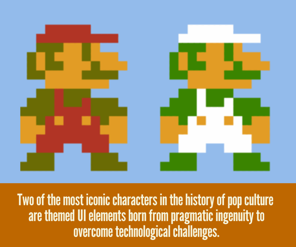 8-bit Mario and Luigi with the caption 