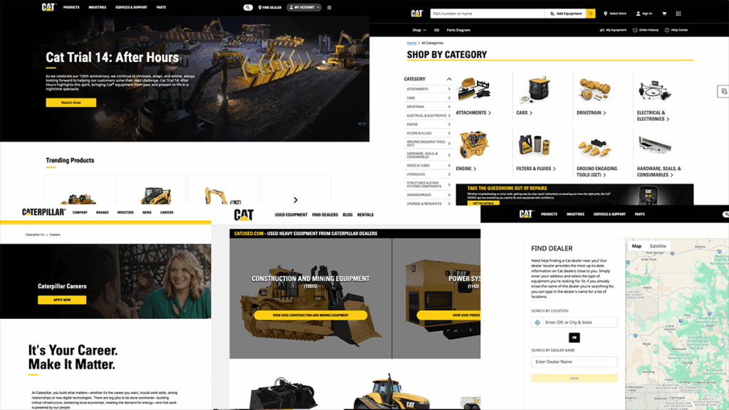 A collection of various websites operated by Caterpillar