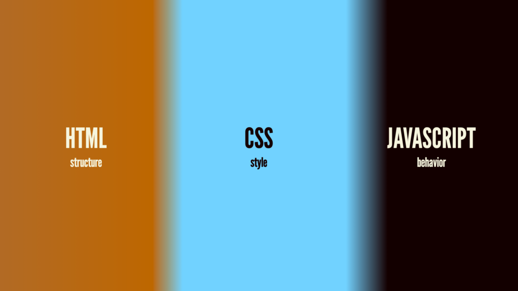 An illustration showing the lines blurring between HTML, CSS, and JavaScript