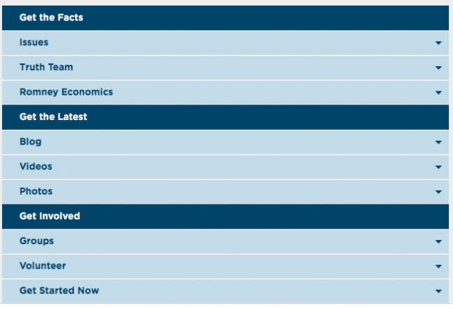 Barack Obama's Multi-Toggle Navigation