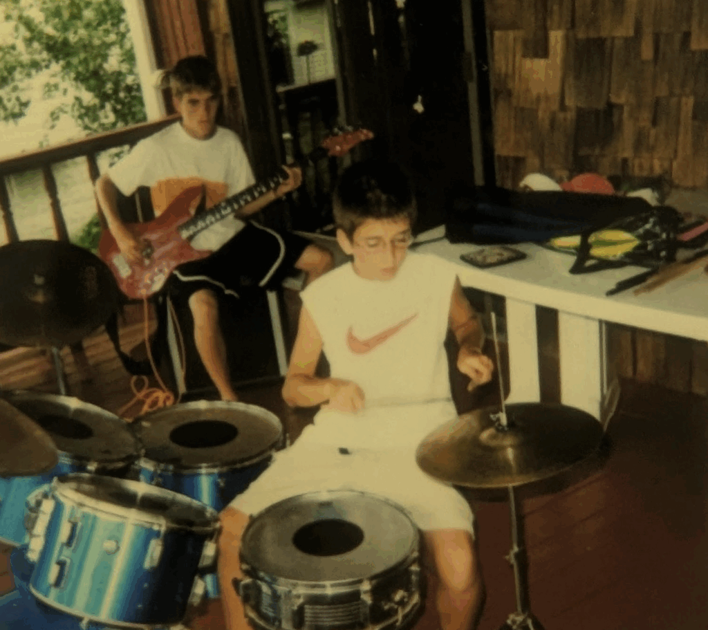 Ian and Brad as kids playing music