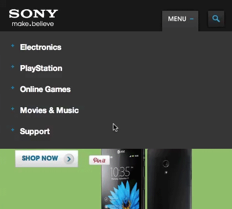 Sony's responsive navigation
