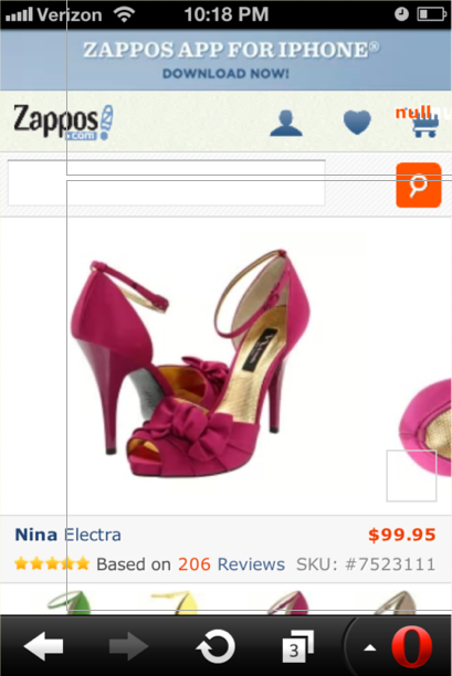Zappos mobile site carousel fail