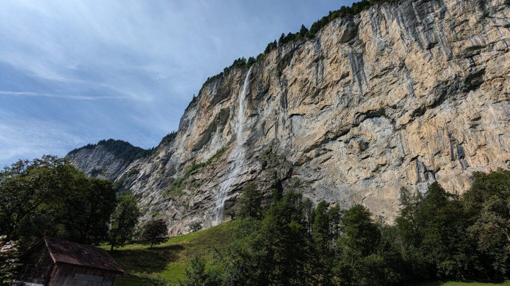 A huge waterfall in Switzerland