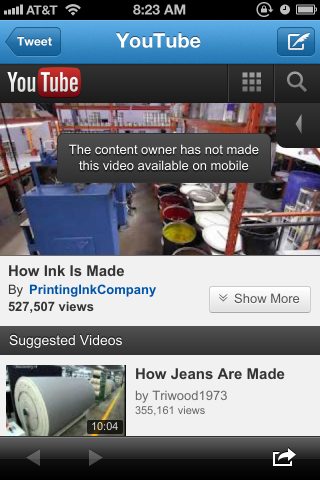 Youtube blames its users for denying accessing videos containing copyrighted material