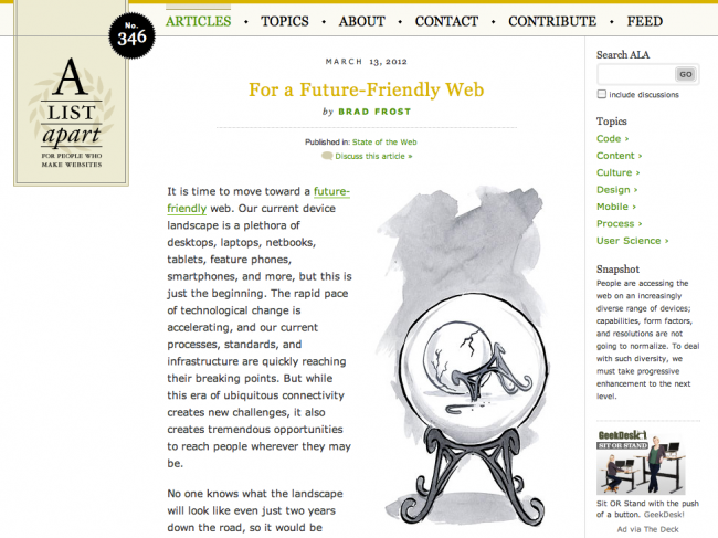 For a Future-Friendly Web on A List Apart