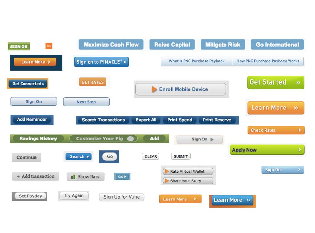 Various button styles from pnc.com