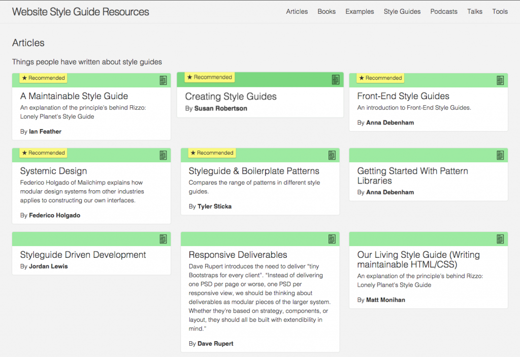 Styleguides.io Homepage