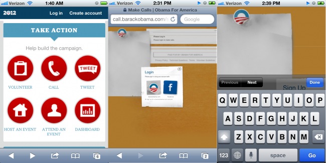 Obama responsive site broken call button 