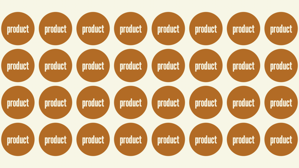 A grid of orange circles that each have a label that says 